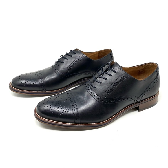 Johnston & Murphy Conard Oxford Cap Toe Dress Shoes Black - Picture 2 of 8